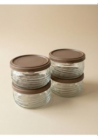 Resim Leelahome 4'lü Set Kapaklı Cam Saklama Kabı 415 Ml - Bej Bej 