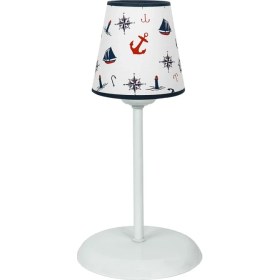 Resim Şenay Aydınlatma Çocuk Odası Konik Kumaş Küçük Abajur-Beyaz Gemici Çapa 
