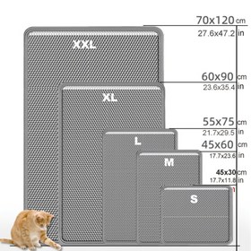 Resim Büyük Boyutlu Çift Katmanlı Kedi Kumu Matı, Sıçrama ve Sızdırmaz EVA Malzemesi, Kumu Dağılmaz, Kaymaz, Yıkanabilir, Su Geçirmez, Kokuya Dayanıklı, Temizlemesi Kolay - Kedi Kumu Kutuları ve Pet Atık Koruyucuları İçin Mükemmel | Yıkanabilir Kedi Matı | 3 Boyutta Dayanıklı Kedi Matı 