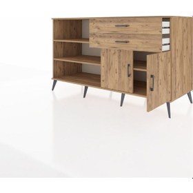 Resim Kronos Konsol 3 Raflı 2 Çekmeceli 2 Kapaklı 176x59x99 Çam-çam Çam-çam 