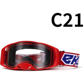 Resim Tangshopping Motosiklet Arazi Gözlüğü Gözlük Bisiklet Gözlüğü C21 Kırmızı Çerçeve Şeffaf Film 