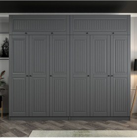 Resim Kale 6 Kapaklı 4 İç Çekmeceli Dolap Ve Yüklük Antrasit Mebran İlkbahar 255cm Antrasit 