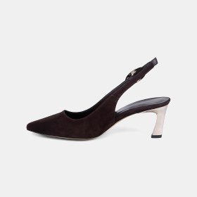Resim Desa Kadın Acı Kahve Slingback Sivri Burunlu Süet Stiletto 