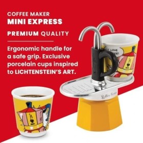 Resim Karokstore - Set Mini: Ocak Üstü Espresso Pişirici + 2 Cups - Lichtenstein Serisi 
