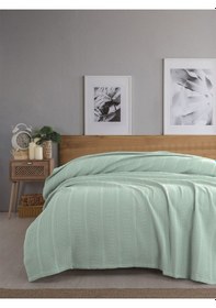 Resim Çift Kişilik Waffle Pike 210x230cm, %100 Pamuk, Petekli Pike Yeşil 