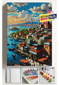 Resim Sayılarla Boyama Seti Numaralı Tuval Fırça Boya Dahil Kasnaklı Set 50x70 Cm - Eminönü 