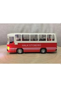 Resim Oyuncak Işıklı Sesli 1/36 Çek Bırak Kırmızı Halk Otobüsü 