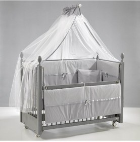 Resim Meltem Kids Kral Sallanır Ahşap Anne Yanı Beşik 60 x 120 CM Gri - Gri 