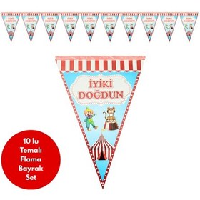 Resim Sirk Temalı İyiki Doğdun Flama Bayrak Set Süs Tüm Yaşlar 