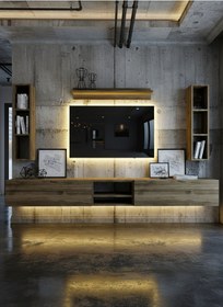 Resim Resital Ledli Duvara Monte Tv Sehpası - Ceviz - W6001-2 Ceviz 