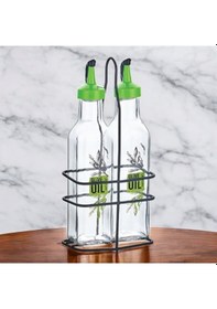 Resim Qlux Metal Standlı Perge Kare Yağlık 2li Set 250 Cc Şeffaf 
