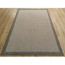 Resim Çam Halı Sisal 9313 Gri / Beyaz Bordürlü Jüt Sisal Kilim - 100x200 