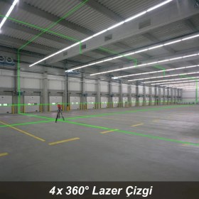 Resim Kobb KBL35GTP Profesyonel Li-Ion Şarjlı 4X360⁰ Otomatik Hizalamalı Yeşil Çapraz Çizgi Lazer Distomat + Uzaktan Kumanda + Tripod 