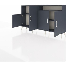 Resim Arges Konsol 5 Raflı 4 Kapaklı 176x30x99 Antrasit-antrasit Antrasit - Antrasit 