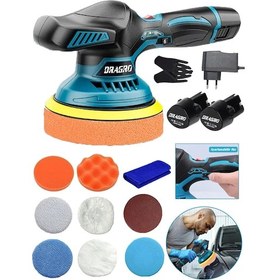 Resim Dragro AlmanDRG-598POL Vf Orbital Devirli Kömürsüz Akülü Polisaj Cila Makinesi Mavi 