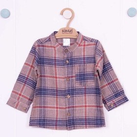 Resim Cep Detaylı Dokuma Desenli Bebek Gömleği Kahve 