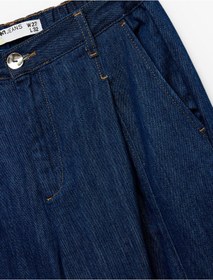 Resim Koton Pamuklu Yüksek Bel Geniş Paça Denim Pantolon - Bianca Wide Leg Jeans Koyu İndigo 6wal40108md Dark Indigo 