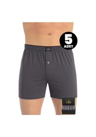 Resim Öts Premium 5'li Erkek Boxer Düğmeli, Süprem - Hediye Kutulu, %100 Pamuk, Füme 