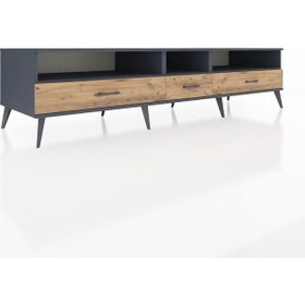 Resim Kronos Tv Ünitesi 3 Raflı 3 Çekmeceli 220x59x51 Antrasit-antrasit/çam Antrasıt/atlas Çam - Antrasıt 