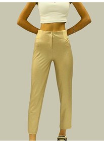 Resim Afri Kadın Yüksek Bel Suni Deri Pantolon Toparlayıcı Slim Fit Bej Esnek Ve Şık Tasarım Bej 