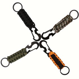 Resim 1 adet Çok Fonksiyonlu Paracord Örgülü Açık Hava Asma Toka Anahtarlık Şişe Açacağı Anahtarlık Açık Hava Yürüyüş Kampı için Uygun 