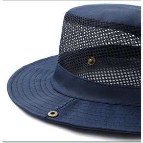 Resim Reva Snap Düğmeli Yürüyüş Ve Avcılık Panama Şapkası Fileli Unisex Lacivert 