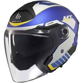Resim Mt Cosmo Sv Cruiser C7 Açık Kask Mavi - Beyaz - Sarı 