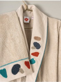 Resim Cotton Box Puff Nakışlı Aile Bornoz Seti Gaja Bej-petrol Diğer 