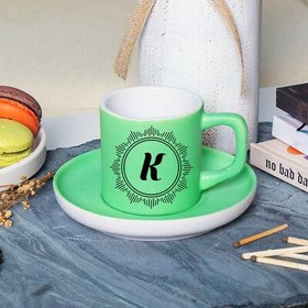 Resim Yeşil Renk Hediyelik Harfli Kahve Fincanı 