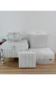 Resim Sonem Çeyiz Sandık Gelin Damat Bavul Çanta Nişan Çeyiz Sandığı 5li 0598 