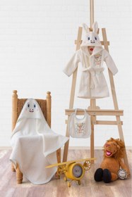 Resim Cotton Box Bebek Bornoz Seti Zürafa Krem 