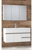 Resim Alfa Banyo Esen Beyaz 100 Cm Ayna Dolaplı Seramik Lavabolu Mdf Banyo Dolabı Seti**hazır Kurulu** 