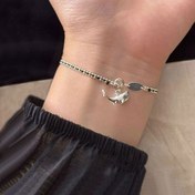 Resim 1 Adet Gümüş Renkli Köpekbalığı Kolye Örgülü Bilezik, Kadınlar İçin Şık ve Benzersiz Tasarım El Takısı 