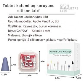 Resim Stylus Kalem Koruma Uçu 12 Li Renkli Set Hassas, Dayanıklı 5 Desibel Tablet Kalem Koruma Ucu 