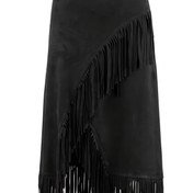 Resim Kadınlar İçin Şık Asimetrik Püskül Etek - Siyah Düz Renk, Her Mevsim Kullanıma Uygun, Akıcı Püsküllü, Dayanıklı Kumaş, Günlük ve Resmi Giyim için, Kaliteli İşçilik, Parti Kıyafeti, Rahat Kesim, Trend Kadınlar 