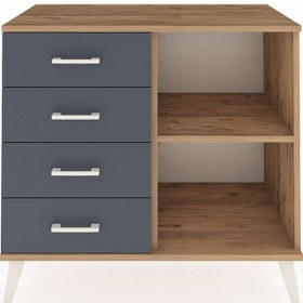 Resim Hyperion Şifonyer Tek Raflı 4 Çekmeceli 88x44x80 Çam-çam/antrasit Çam/antrasit 