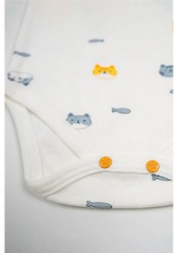 Resim Unisex Bebek Sarı Beyaz Hayvan Desenli İkili Çıtçıtlı Zıbın Takım sarı 