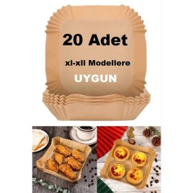 Resim Kenzy Grup Büyük Boy Air Fryer Fritöz Pişirme Kağıdı 20 Adet 