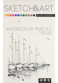 Resim Bruno Visconti "sketch&art" Profesyonel Aquarel Kuru Boya Kalemi. 12 Renk. Metal Kutuda. 