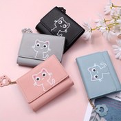Resim Kadınlar İçin Sevimli Kedi Mini Cüzdan - Pembe/Siyah, Yavru Kedi Yüzlü ve Patika Baskılı Çanta, Şirin Kompakt Kartlık, Doğum Günü/Valentine Hediyesi (Pembe/Siyah) 