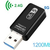 Resim Geeroyoo Hızlı Usb 3.0 Çift Bantlı Wifi Adaptörü, 1200mbps Geniş Kapsama Alanı, Windows/linux/mac Uyumlu, Siyah 