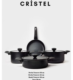 Resim Cristel 7 Parça Tencere Seti Siyah Siyah 