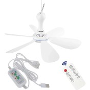 Resim Sessiz 6 Uzaktan Kumanda Zamanlaması ile USB Destekli Tavan Gölgelik Fanı, Kamp Yatağı Yurt Için 4 Vitesli Asılı Fan Bırakır (Yurt Dışından) 