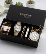 Resim Northwatch Kişiye Özel Kadın Hediye Kutusu – Altın Saat İsimli Bileklik Küpe ve Harfli Anahtarlık Seti 