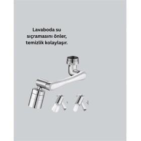 Resim Çerçici Esnek 1080° Musluk Başlığı 3 Eklemli Hareketli Su Modlu Lavabo Aparatı 