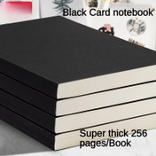 Resim Premium Siyah Kart Kağıt Defter A5 - 256 Sayfa, 128 Kare Boş Çizim Kitabı Yaprakları, Ofis ve Öğrenciler için Uygun 