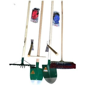 Resim 6'lı Set Saplı Bel Küreği Saplı Kürek Saplı Tırmık Ve Saplı Fırça 