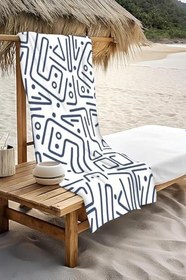 Resim Dijital Baskı Plaj Deniz Havlusu Modern Desenli Peştamal HVL0088 