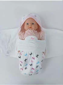 Resim Yenidoğan İlk Baharın Ceylanı Nakışlı Çıt Çıt Kapama Bebek Kundak Ekru ekru 