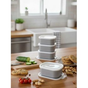 Resim Saint Belisama Concept Gri 4 Adet Saklama Kabı Seti - Sızdırmaz Kapaklı Kahvaltılık Çerezlik Saklama Kutusu 